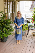 Striped Pathi Grass Basket Tote
