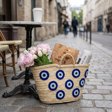 Evil Eye Straw Beach Bag  Versatile Handwoven Summer Tote