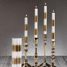 Zodax Box of 6 Modern & Festive Striped Formal Taper Candles
