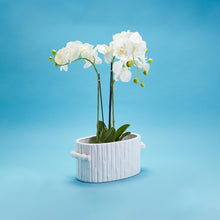 Two's Company Faux Bamboo Oval Centerpiece Ceramic  White