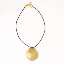 INK + ALLOY Joan Brass Shell Pendant Necklace On Leather Cord