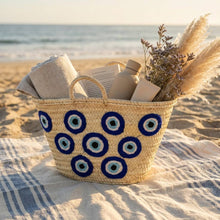 Evil Eye Straw Beach Bag  Versatile Handwoven Summer Tote